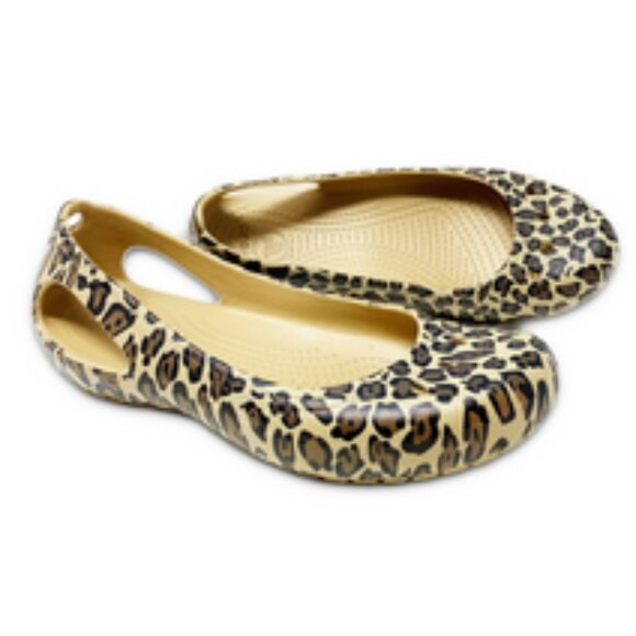 Crocs Kadee Flats Cheetah Leopard Animal Print Ballet Flats Comfort Shoes - Picture 1 of 13